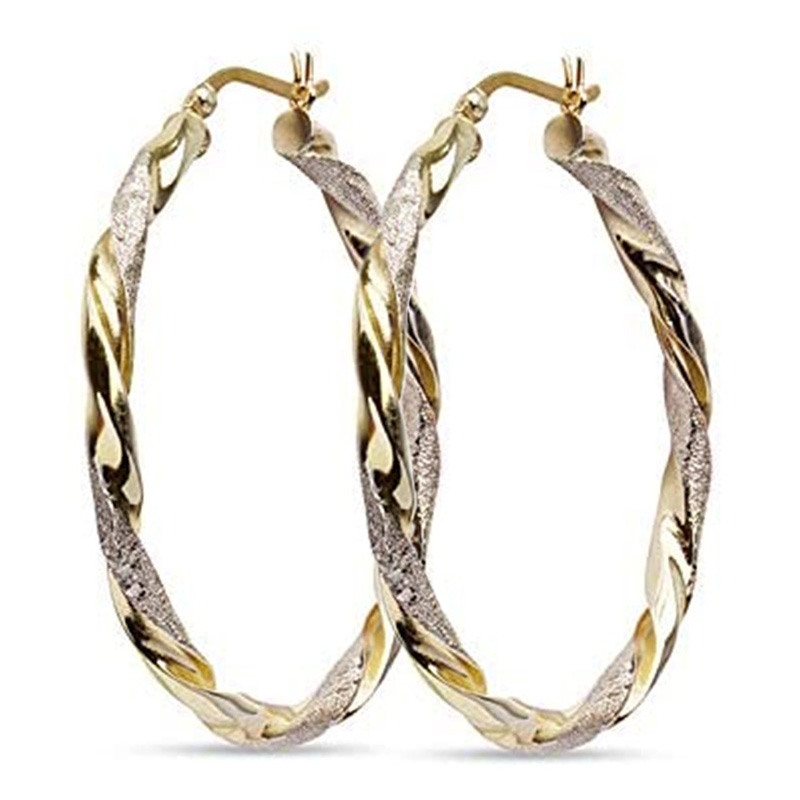 Huitan brincos de argola torção femininos, brincos elegantes simples cor dourada delicado versátil estilo feminino, joia da moda