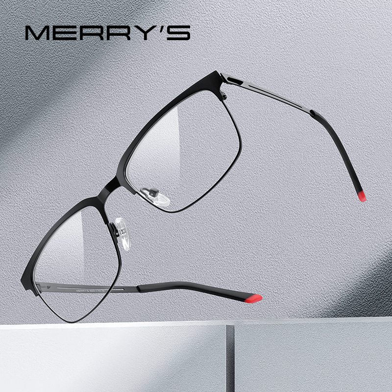 MERRYS-gafas ópticas de aleación de titanio para hombre, lentes cuadradas ultraligeras de lujo, graduadas para miopía, S2182