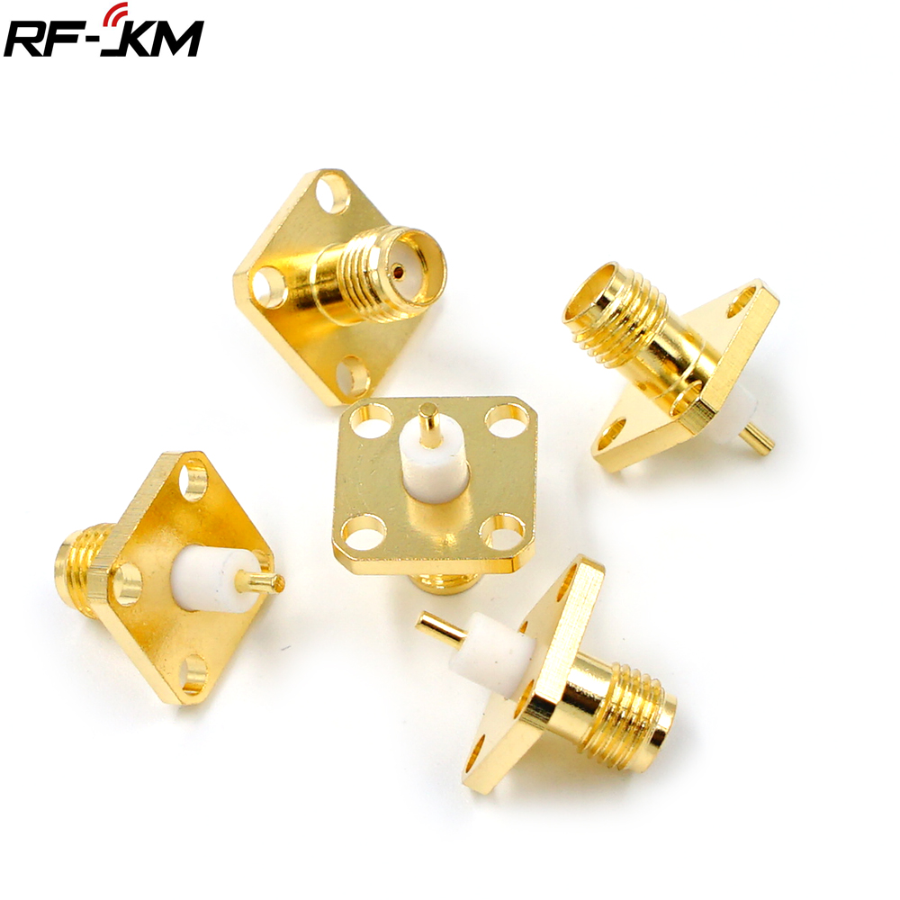Connecteur coaxial RF SMA femelle, montage sur panneau, soudure à la colle, placage d'or, cuivre, 10 pièces
