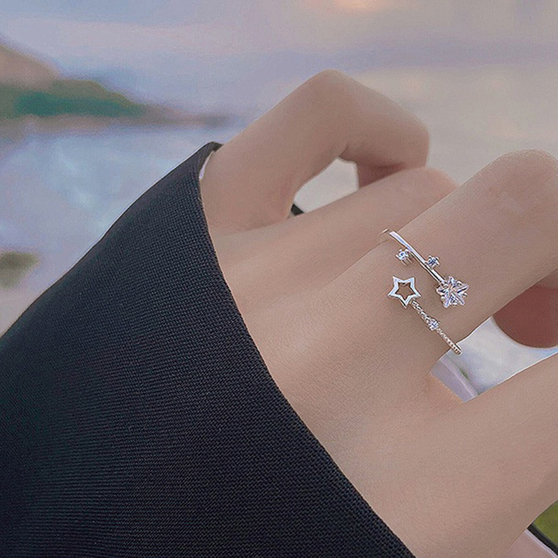 Bague étoile en argent Sterling 925 pour femmes et filles, personnalité Simple, réglable, bijoux exquis, cadeau dropshippipng