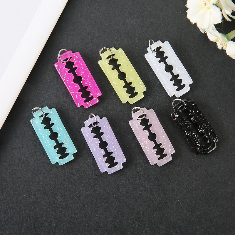 10 sztuk ostrze kolczyk Charms Flatback żywica Cabochons Punk wisiorek akcesoria do naszyjnika brelok DIY Making
