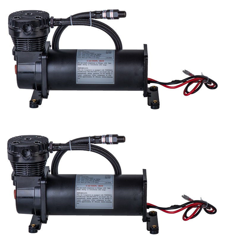 2 pièces noir universel DC 12V 480c MAXPOWER 200 PSI sortie 3/8 ou 1/4 NPT compresseur/pompe à suspension d'air automatique