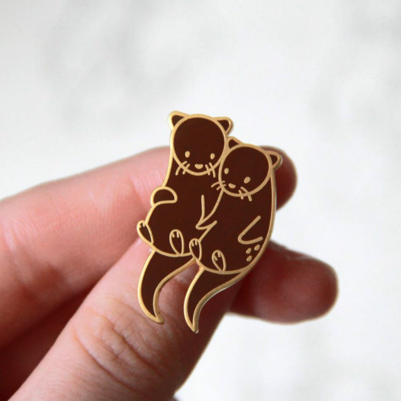 Cute Otters Holding Hands Enamel Pins Fashion Cartoon Animal Brooch Metal  Lapel Pin Badge Backpack Jewelry Gifts 2021