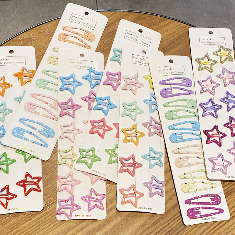 10 ชิ้น/เซ็ต  กิ๊บติดผมรูปดาวน้ำหยดสีสันสดใสสำหรับเด็กผู้หญิง  กิ๊บติดผมน่ารัก  คลิปหนีบผม  เครื่องประดับผมแฟชั่น