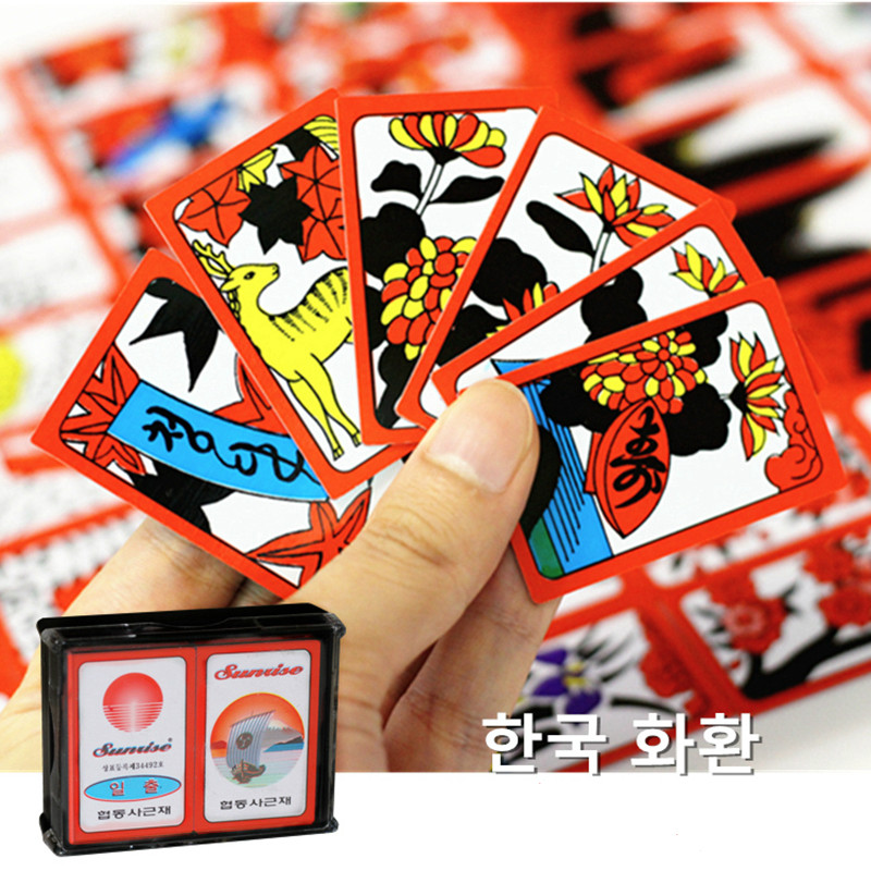 Tarjetas Hanafuda coreanas Go Stop, juego de mesa familiar de PVC resistente al agua, tarjetas de flores japonesas, baraja de juego duradera