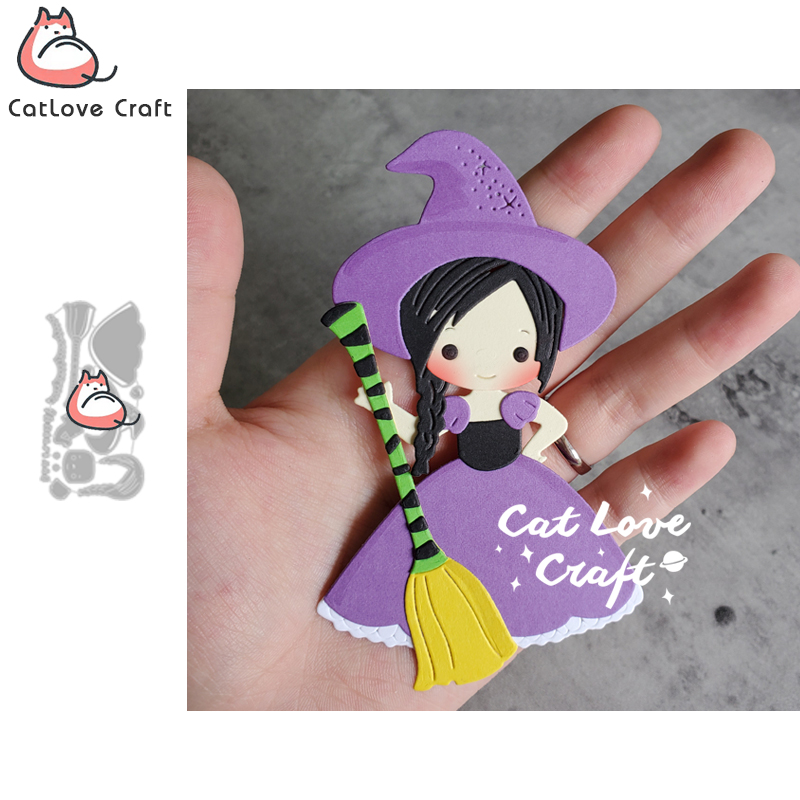 Catlove halloween bruxa corte de metal dados scrapbooking molde estêncil cortes cartão fazendo diy artesanato gravação novos dados para 2020