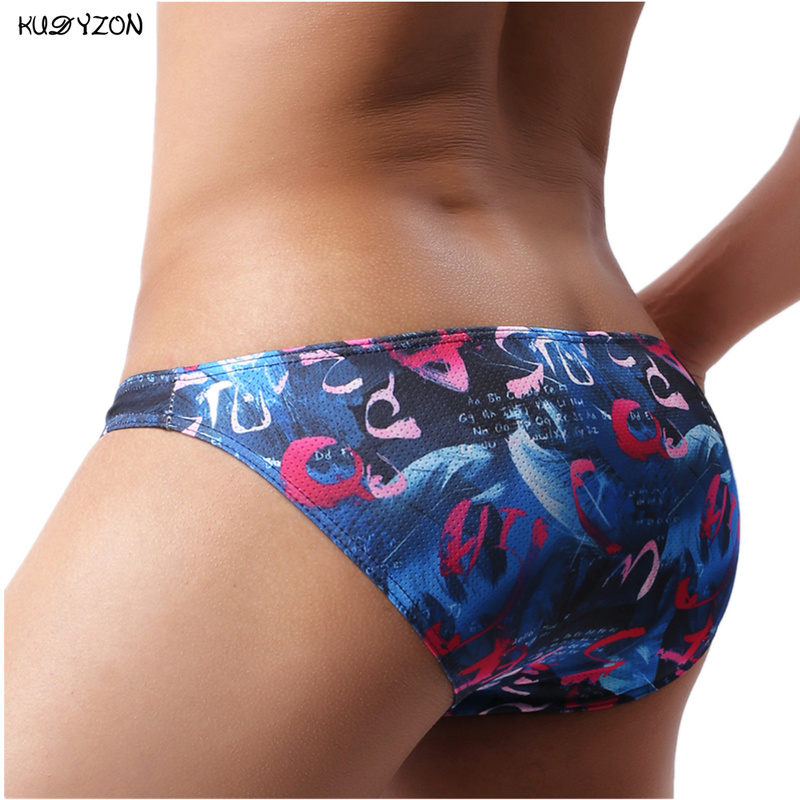 Nueva ropa interior Sexy para hombre, calzoncillos estampados transpirables, calzoncillos masculinos de cintura baja, Cuecas, Calzoncillos con bolsa para bulto, calzoncillos de Bikini de malla