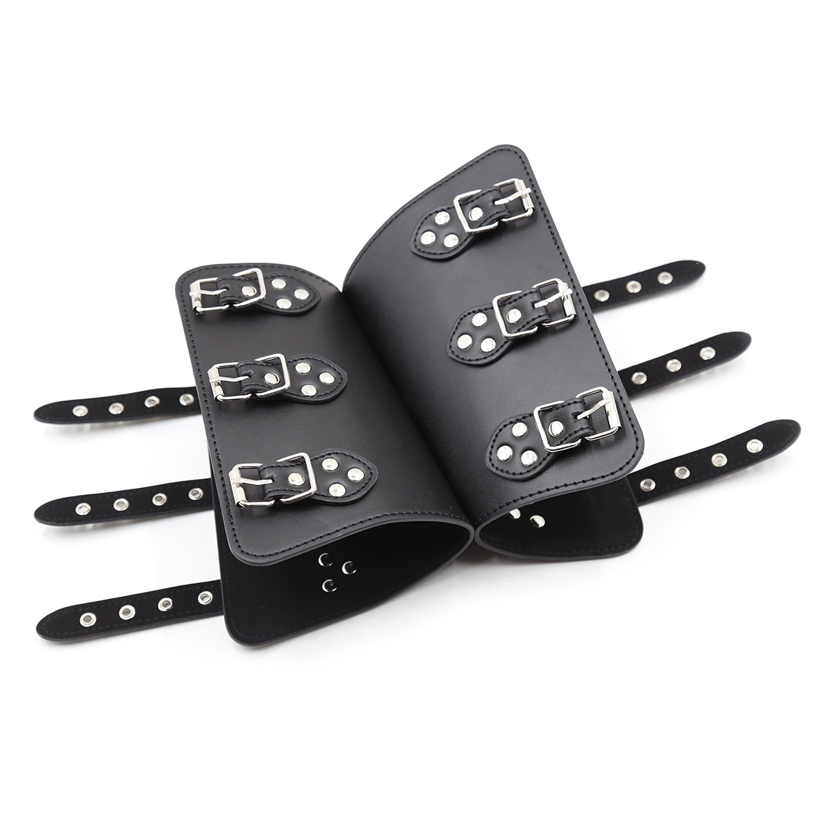 Muñequera doble de cuero PU para adultos, brazalete Steampunk, accesorios de Cosplay, BDSM, Bondage, Juguetes sexuales