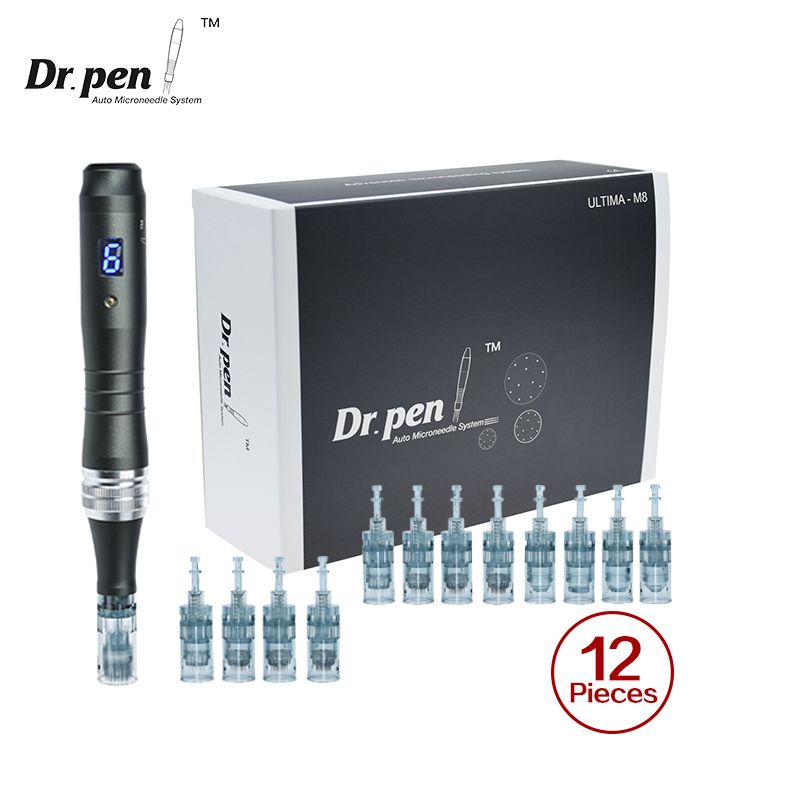 Autêntico Dr pen Ultima M8 Microagulhamento Com 12 pcs Agulhas Cuidados Faciais Sem Fio Derma Pen Beuty Machine