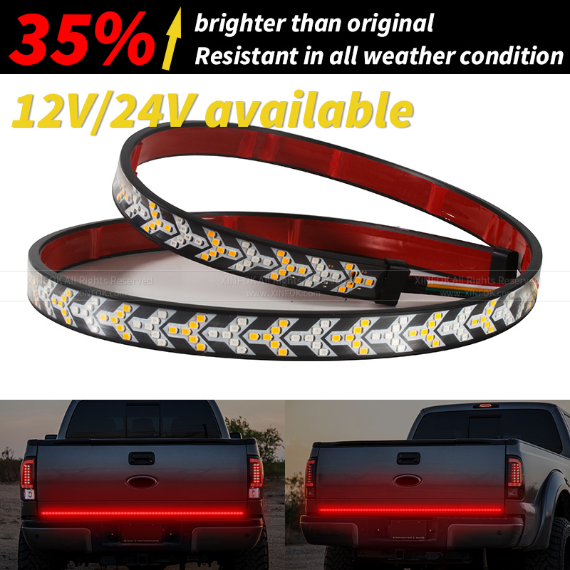 XINFOK Barra LED 12-24V Rossa Ambra per Segnalazione di Svolta, Freno e Luce Posteriore per Pickup, Camion, Ute, Bakkie, Container, Cargo, Jeep, RV, SUV