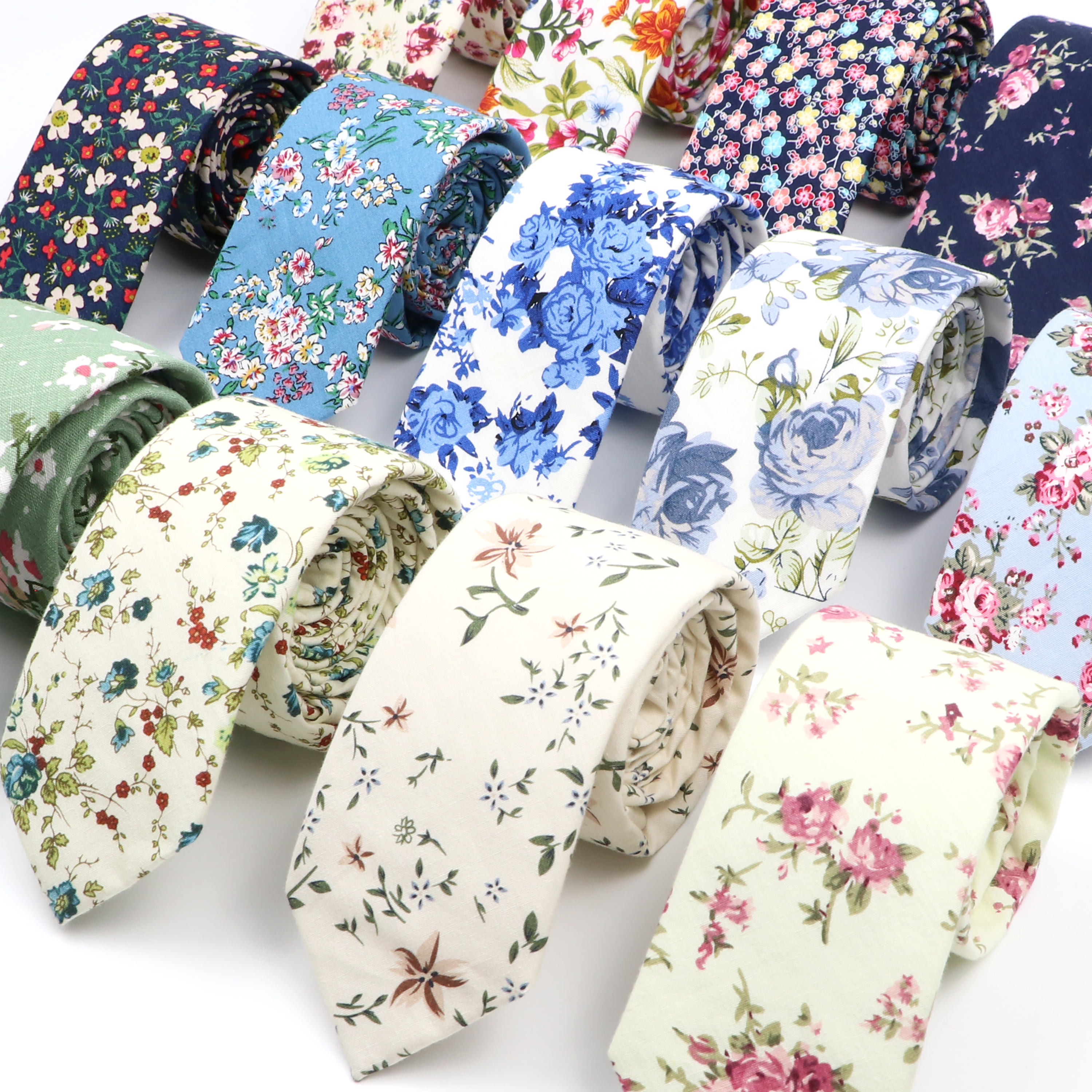 Hương Hoa Mới Thanh Lịch Phối Cho Nam Nữ 100% Cotton Hoa Đẹp Họa Tiết Paisley Cà Vạt Hẹp Skinny Cravat Bản Cưới Thường Ngày Corbatas