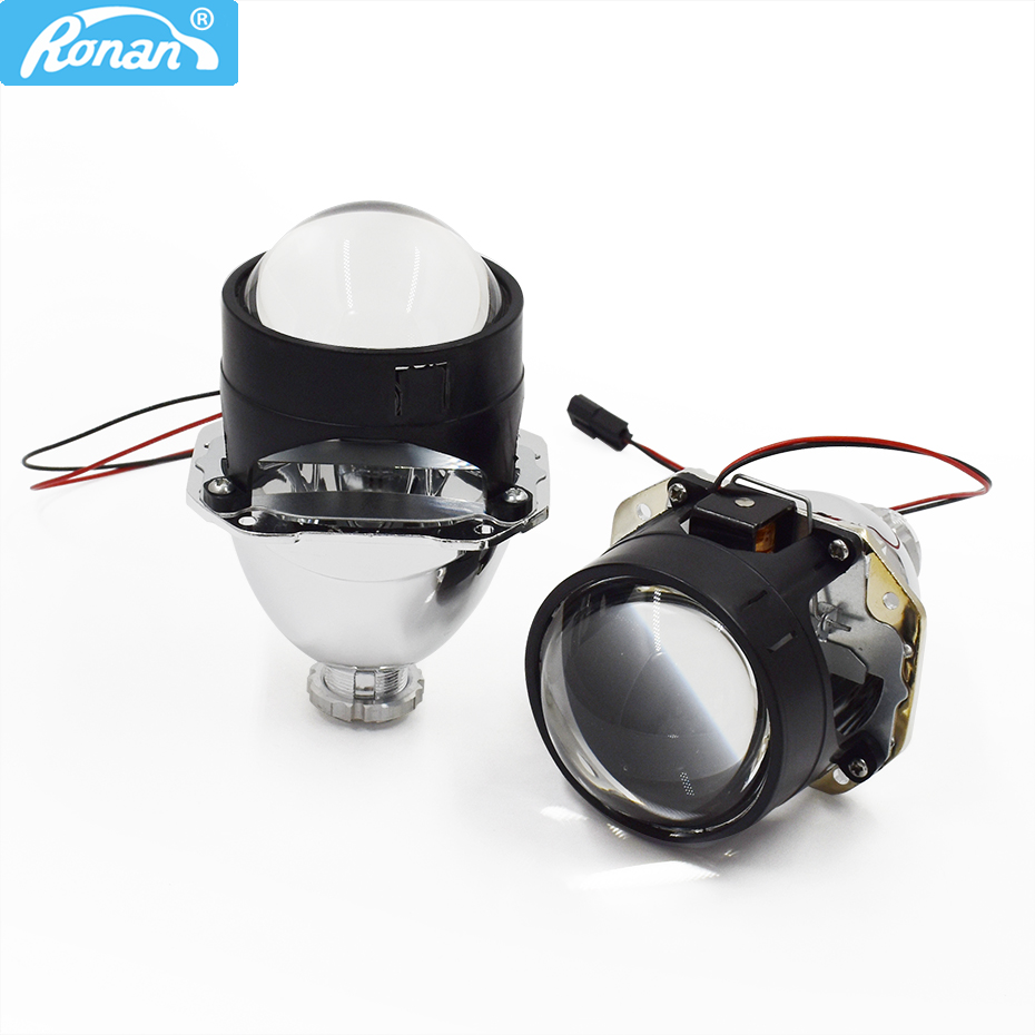 Ronan 2 Buah LHD 2.5 Inci Bi-xenon Ver 9.5 Lensa Proyektor Lampu Depan Mobil untuk H1 H4 H7 Soket Peningkatan Retrofit Mobil