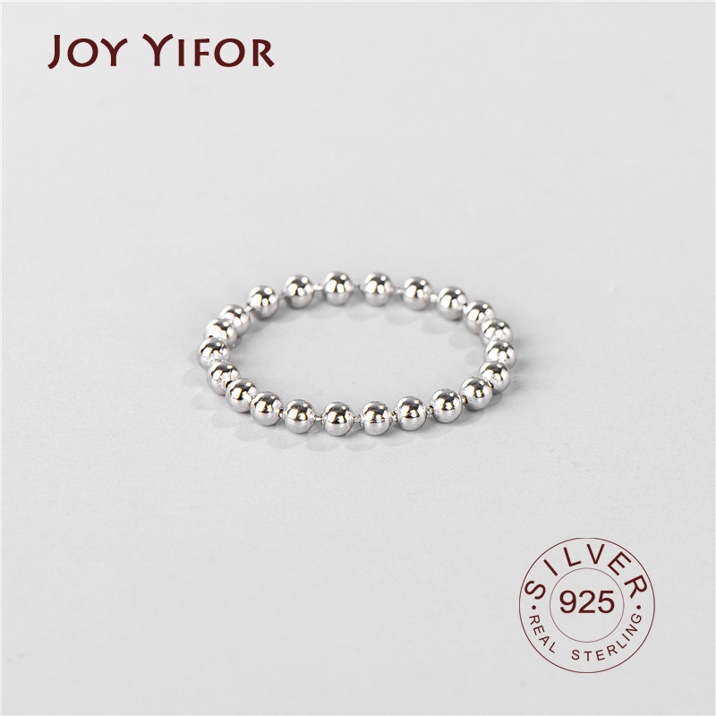 Echt 925 Sterling Splitter Perlen Daumen Ringe für Frauen Einfache Gepunktete Stapel Ring 2019 Minimalistischen Einstellbare Ball Ringe Band