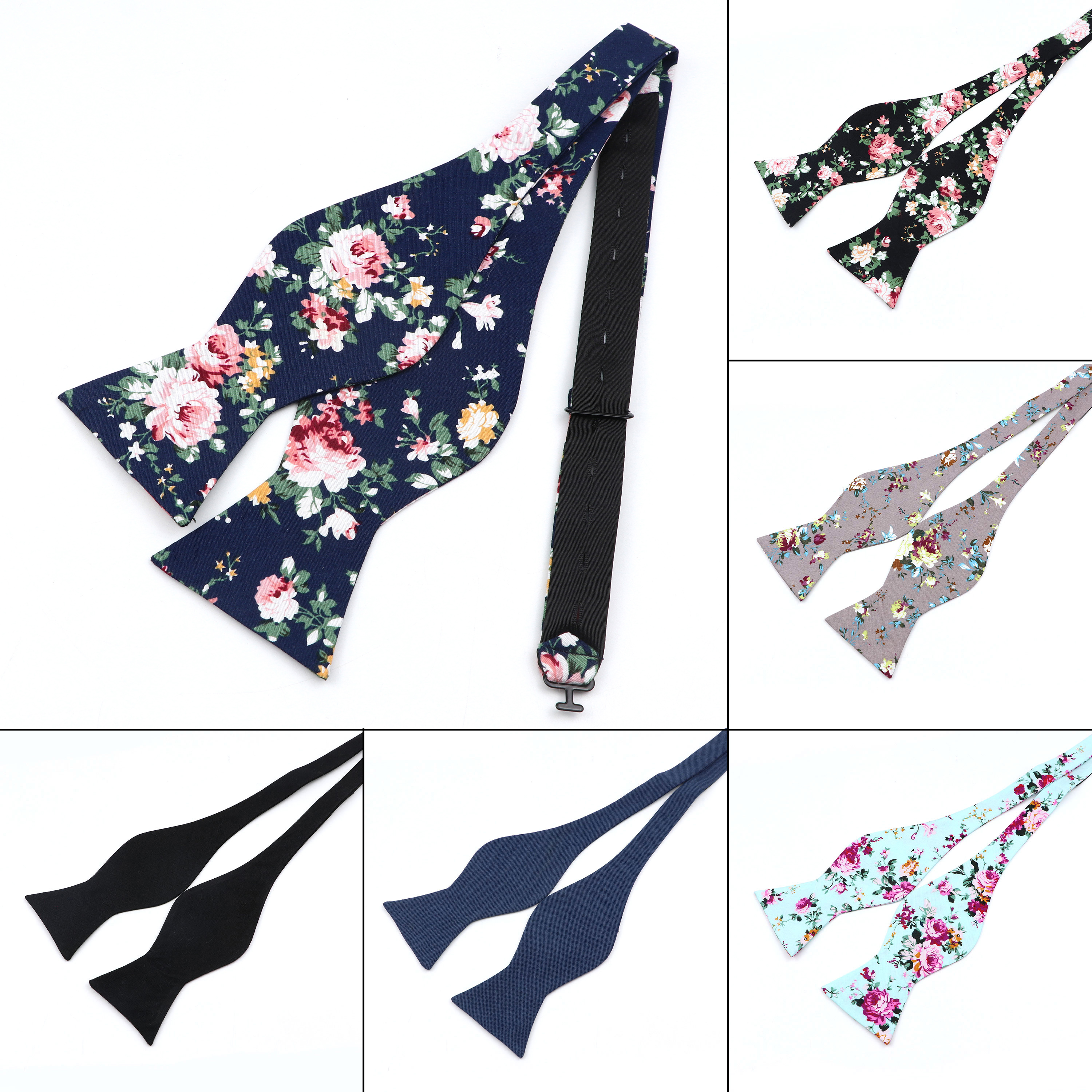 Mode hommes noeud papillon réglable auto-attaché nœuds papillon 100% coton Vintage fleur florale papillon pour hommes classique cadeau de fête de mariage