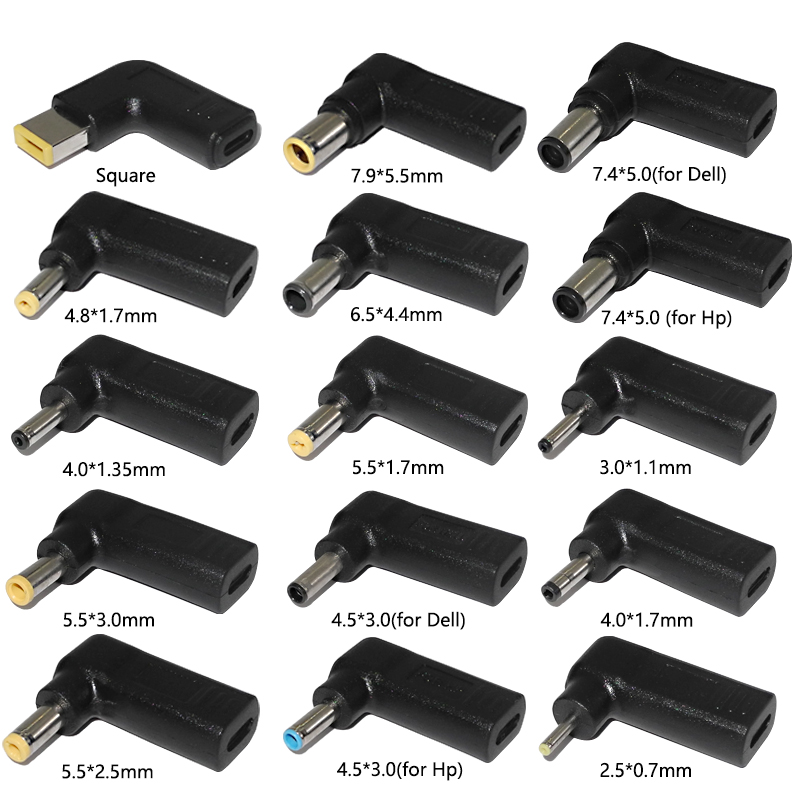 Zasilacz do laptopa Złącze Dc Wtyczka USB typu C żeńska do uniwersalnego gniazda męskiego Konwerter do notebooka Hp Dell Asus Acer Lenovo