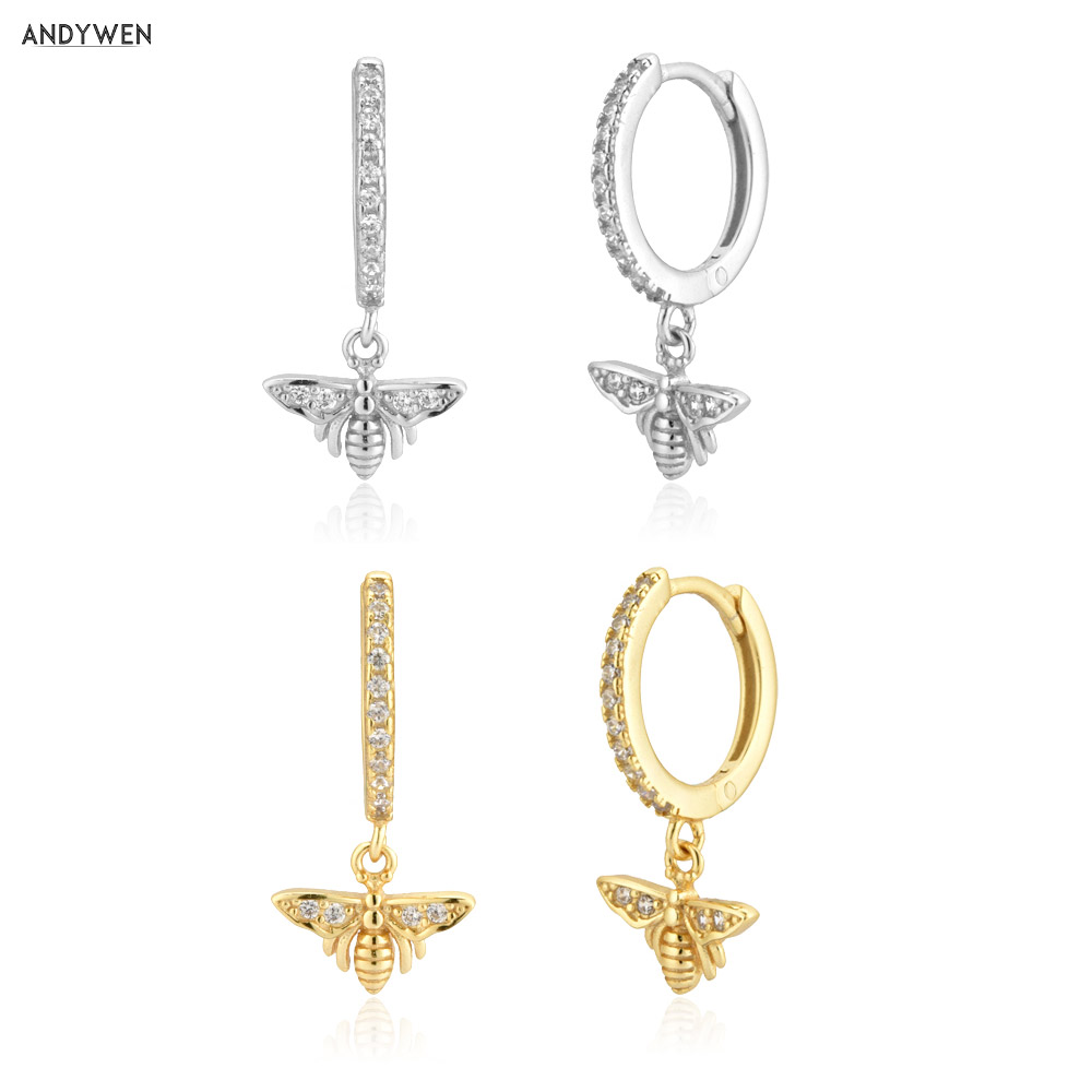 ANDYWEN – pendentif abeille en or 200 en argent Sterling, Piercing, bijoux de mode pour femmes, bijoux de luxe ronds, nouvelle collection 925