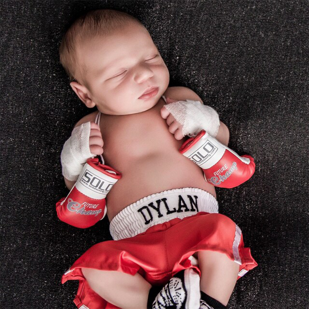 Adereços para fotografia de recém-nascidos, mini luva de boxe de simulação, luvas de bandeira para foto de bebê, acessórios decorados
