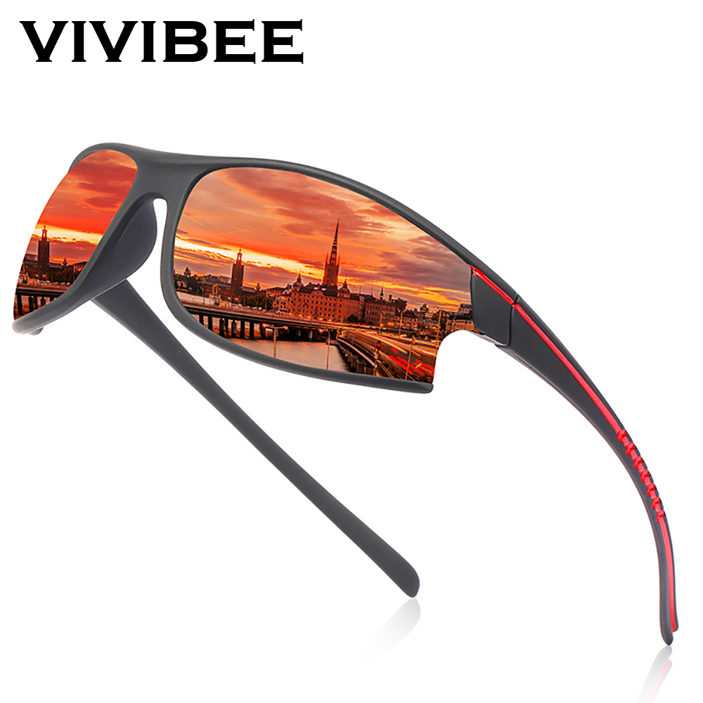 Солнцезащитные очки VIVIBEE Mirror Red Polarized для спорта, мужские и женские, 2026, UV400, для альпинизма, уличные, эластичные