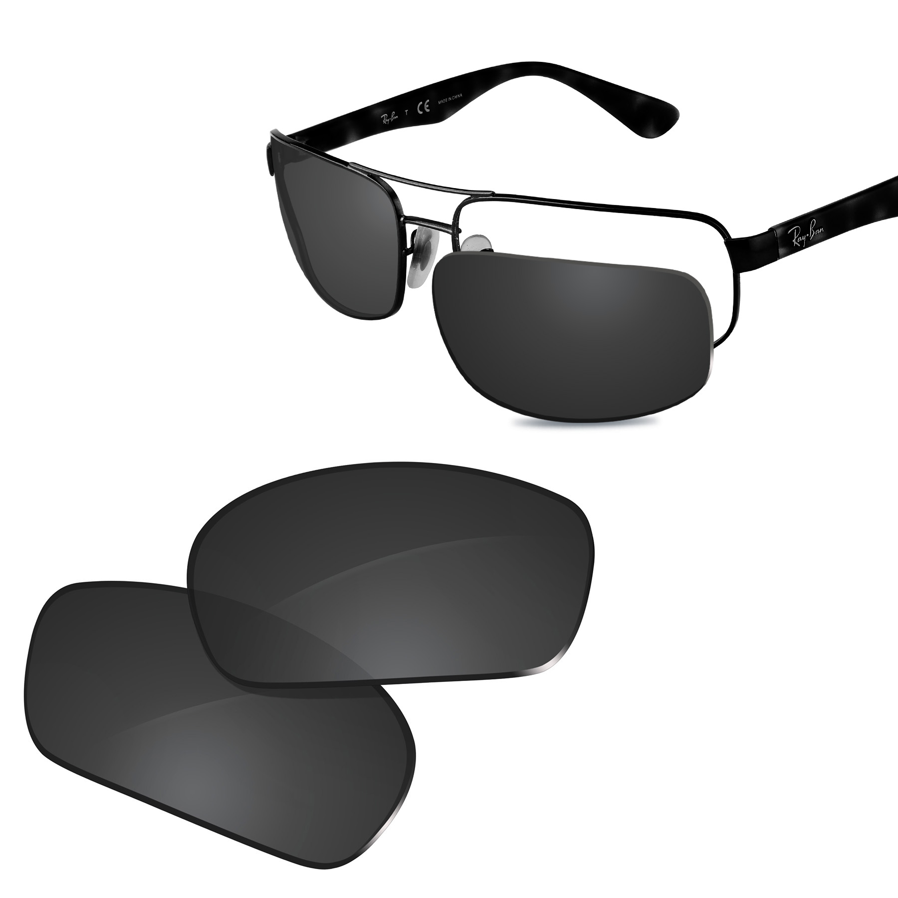Lentes de reposição polarizadas de novo desempenho Glintbay para óculos de sol Ray-Ban RB3445-61 - várias cores