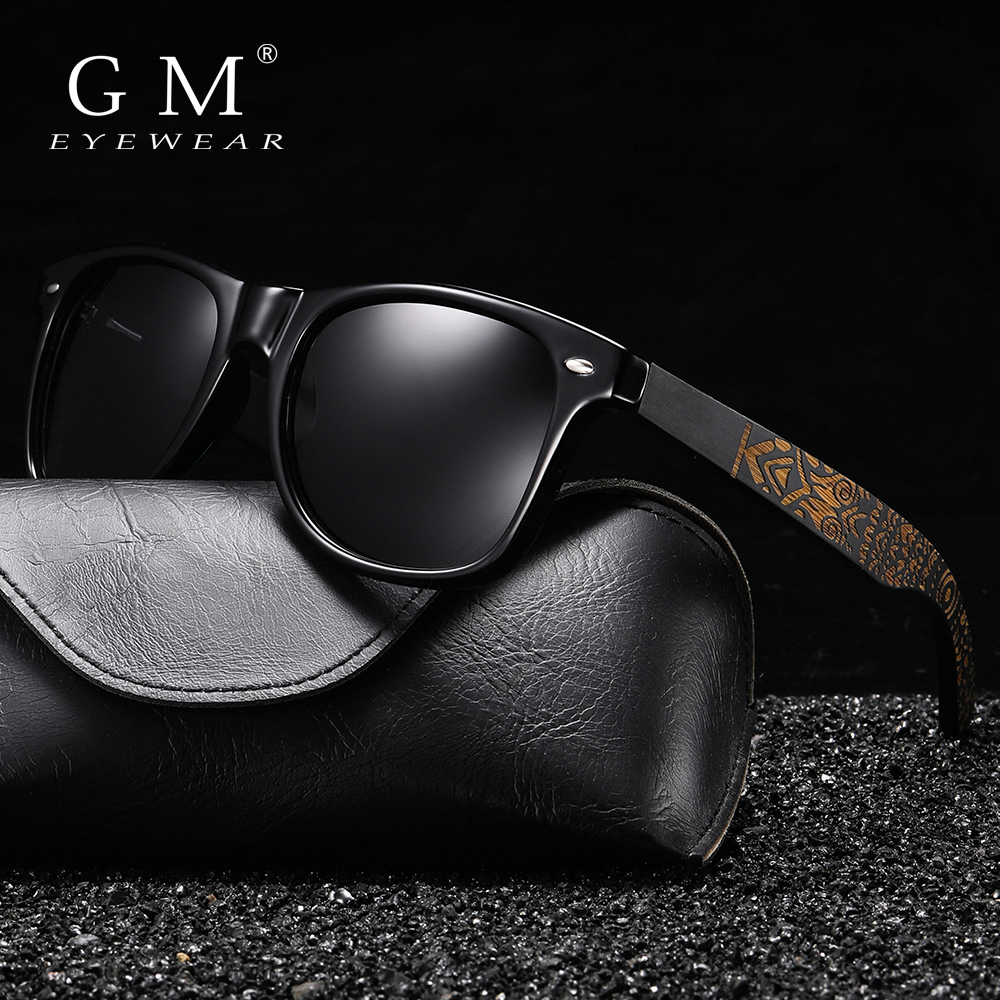 GM Merk Houten Bamboe Gepolariseerde Heren Zonnebril Ovaal Frame Vrouwen Zonnebril S5097 Mannelijke Oculos De Sol Masculino Karton