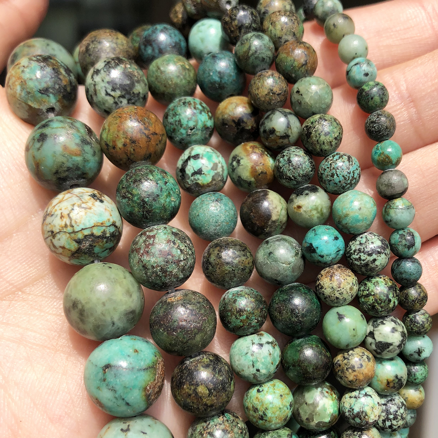 Cuentas redondas sueltas de turquesas africanas de piedra Natural, 15 '', 2, 3, 4, 6, 8, 10, 12mm, para fabricación de joyería, accesorios para collar y pulsera DIY