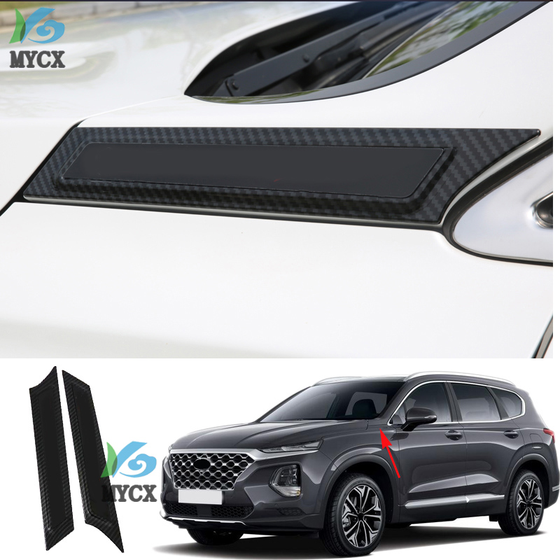 Aksesori Mobil untuk Hyundai Santafe 2019 Side Mark Santa Fe stiker hiasan mobil serat karbon krom tanda samping 2020 Fender