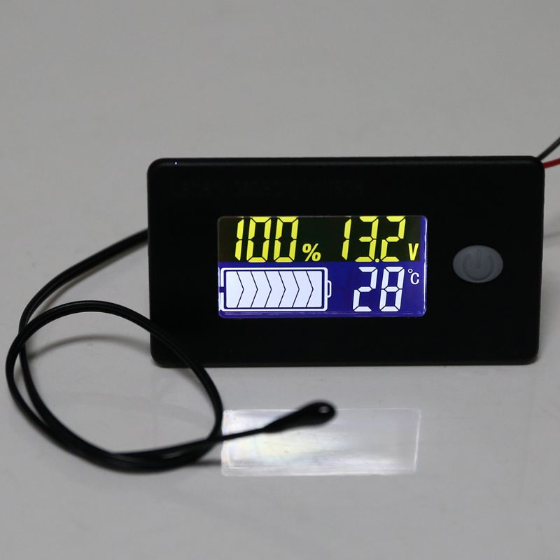 DC 10V ~ 100V Li-ion Lifepo4 Lead Acid Đèn Báo Dung Lượng Kỹ Thuật Số Vôn Kế Bút Thử Nhiệt Độ Màn Hình 12V 24V 36V 48V 96V