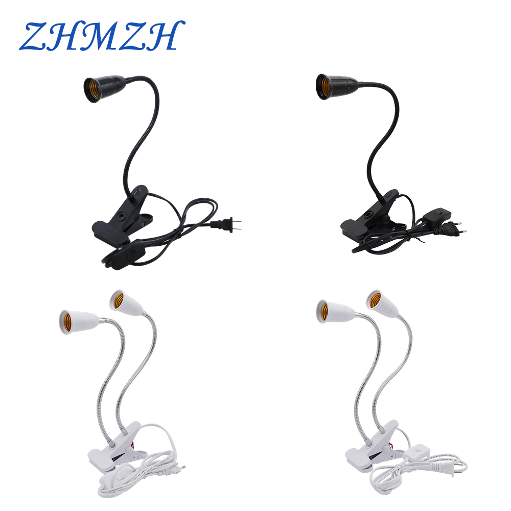 Base de lámpara LED Flexible de 360 grados, soporte de lámpara E27 con interruptor de encendido/apagado, enchufe estadounidense y europeo para lámparas de mesa LED, luz de libro para dormitorio