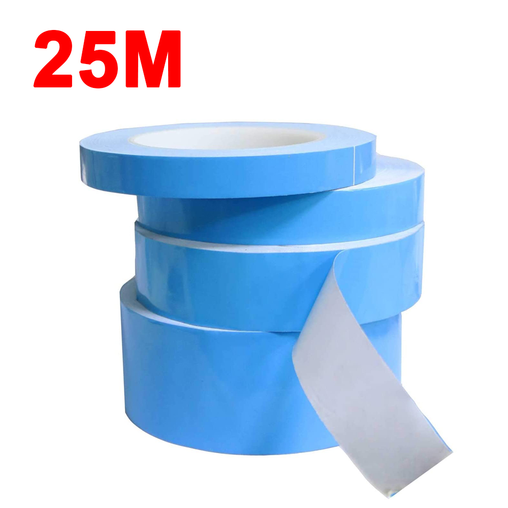 Ruban conducteur thermique Double face 25M, 5-25mm de largeur, ruban de transfert de chaleur bleu, adhésif de refroidissement, dissipateur thermique pour ordinateur CPU GPU
