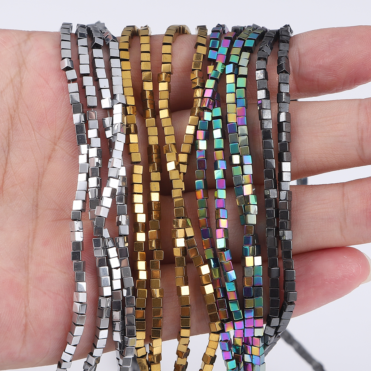 38cm 2x2mm natural hematite quadrado contas de pedra contas shamballa contas para diy colar pulseira bugigangas jóias fazendo