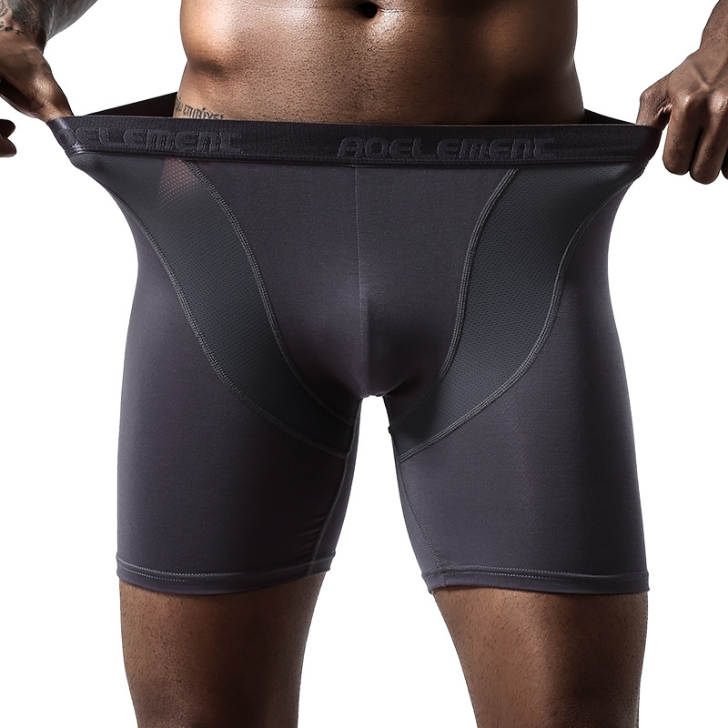 Ropa interior para hombre Boxers bragas de Modal hombre transpirable seda de hielo U bolsa convexa calzoncillos de pierna larga Boxershorts masculinos de talla grande L-5XL