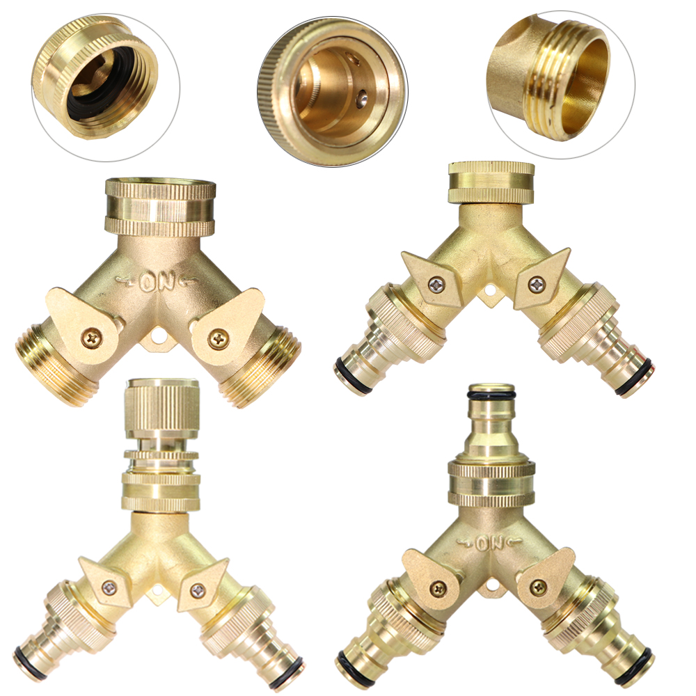 Séparateur en Y en laiton robuste 3/4 ''16mm, connecteur de robinet à double sortie BSP/NPT adaptateur à 2 voies 2 vannes Joints d'irrigation de jardin 1 pièce
