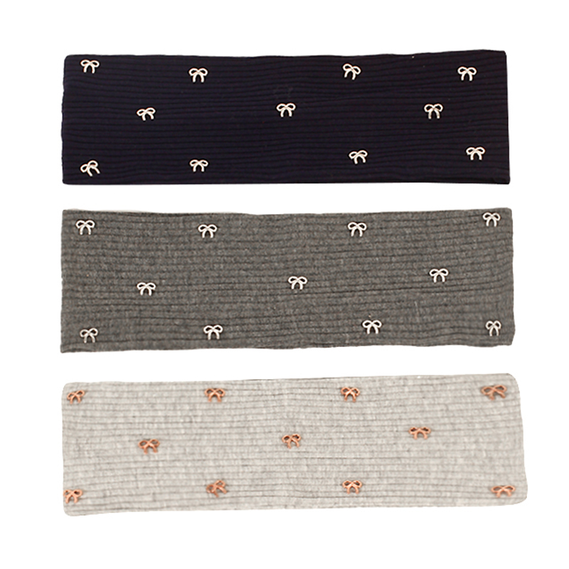 Geebro Women Metal bow Ribbed Headbands HairBands Casual Elastic Headwear Ladies Vintage Head Wraps Gift Hair Accessories