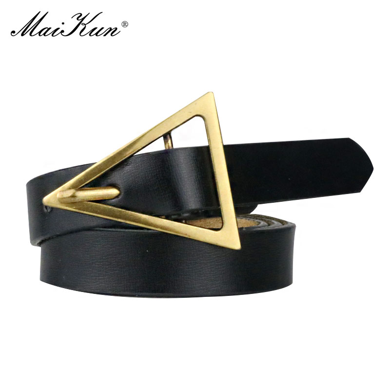 Maikun – ceinture fine en cuir véritable, Vintage, Triangle, boucle, filet, rouge, pantalon pour femme, mode, ceinture décorative