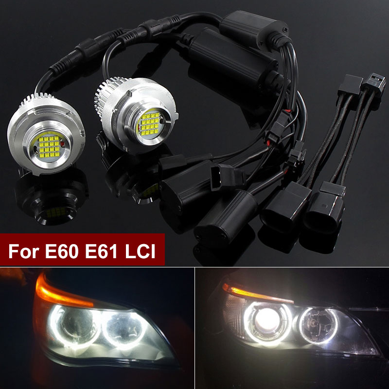 2 sztuki 160w Canbus Angel Eyes LED Światła obrysowe białe do BMW serii 5 E60 E61 LCI Halo Ring Żarówka Reflektor Stylizacja samochodu