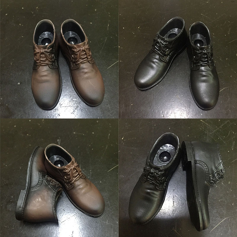 1/6 Mannelijke Lederen Schoenen Model Zwart Bruin Hoge Bovenste Laarzen Fit 12 "Afneembare Voeten Action Figure Body Doll