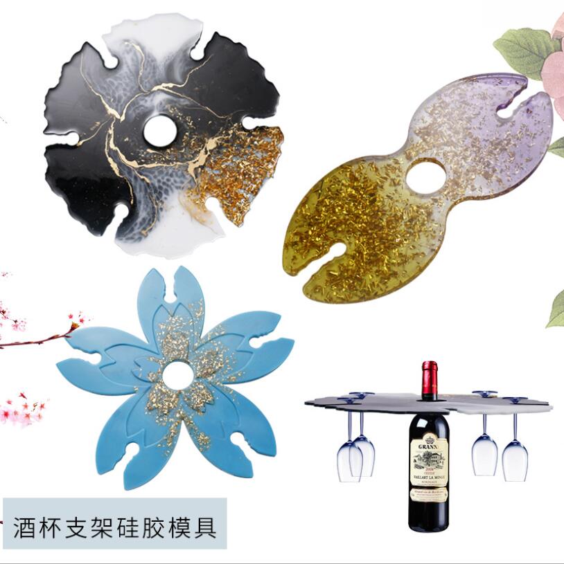 FAI DA TE di goccia stampo vino rosso vassoio di supporto di tazza di vino Cherry Blossom irregolare rilievo della tazza specchio stampo in silicone