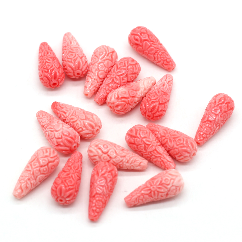 10 pezzi di coralli naturali perline a forma di goccia d'acqua scultura distanziatore allentato in rilievo per la creazione di gioielli accessori per collane fai da te