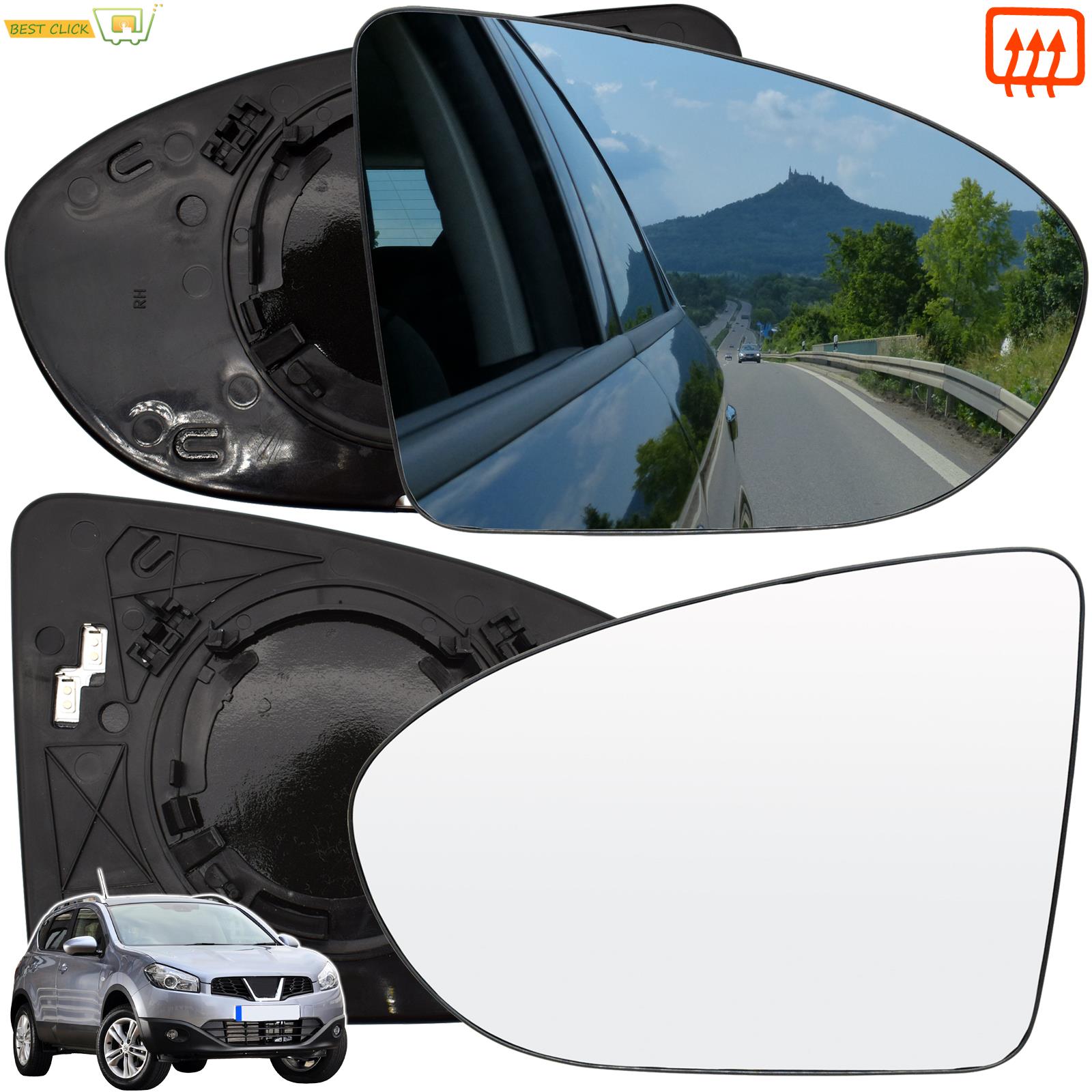 Cermin kaca มองหลังสำหรับประตูด้านขวาซ้ายแผ่นติดด้านหลังสำหรับ Nissan Qashqai + 2 /dualis J10 2007 - 2014