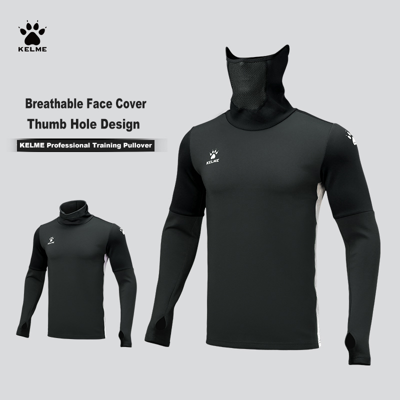 KELME – vêtements d'entraînement pour hommes, pull-over extensible avec trou pour le pouce, Design Base chaude, chemise respirante, couverture faciale, vêtements de sport
