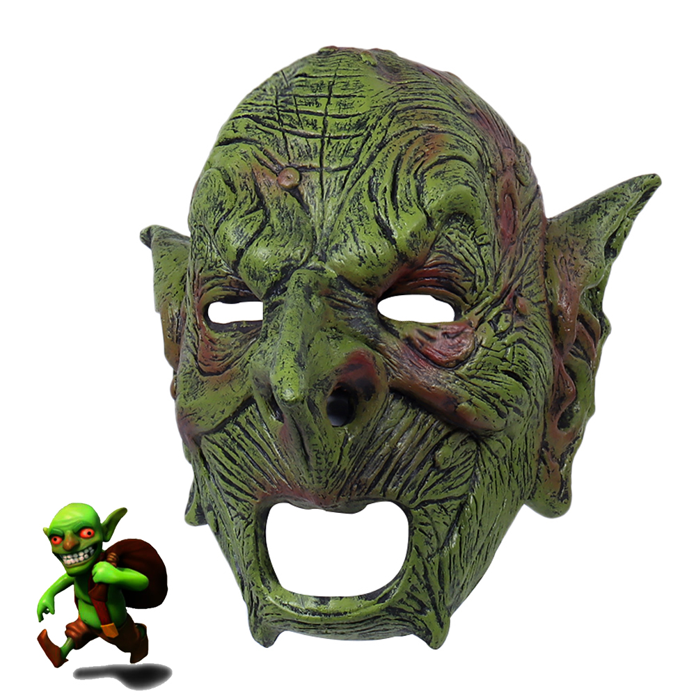Topeng Goblin Topeng Orc Jahat Greelike Gnome Topeng Wajah Lateks Mascarillas Goblinoid Alagoas Kostum Halloween Karnaval Helm Prop