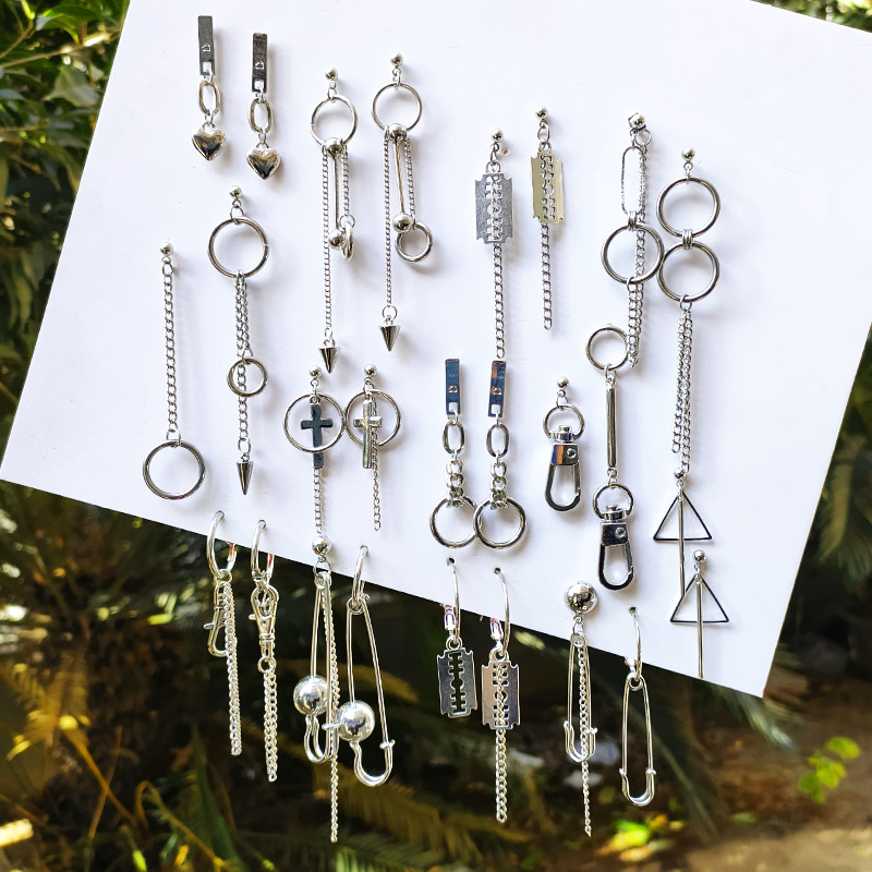 Nuevo Pop Simple estilo de Metal cadena larga borlas pendientes colgantes para mujeres asimetría geométrica joyería creativa de moda