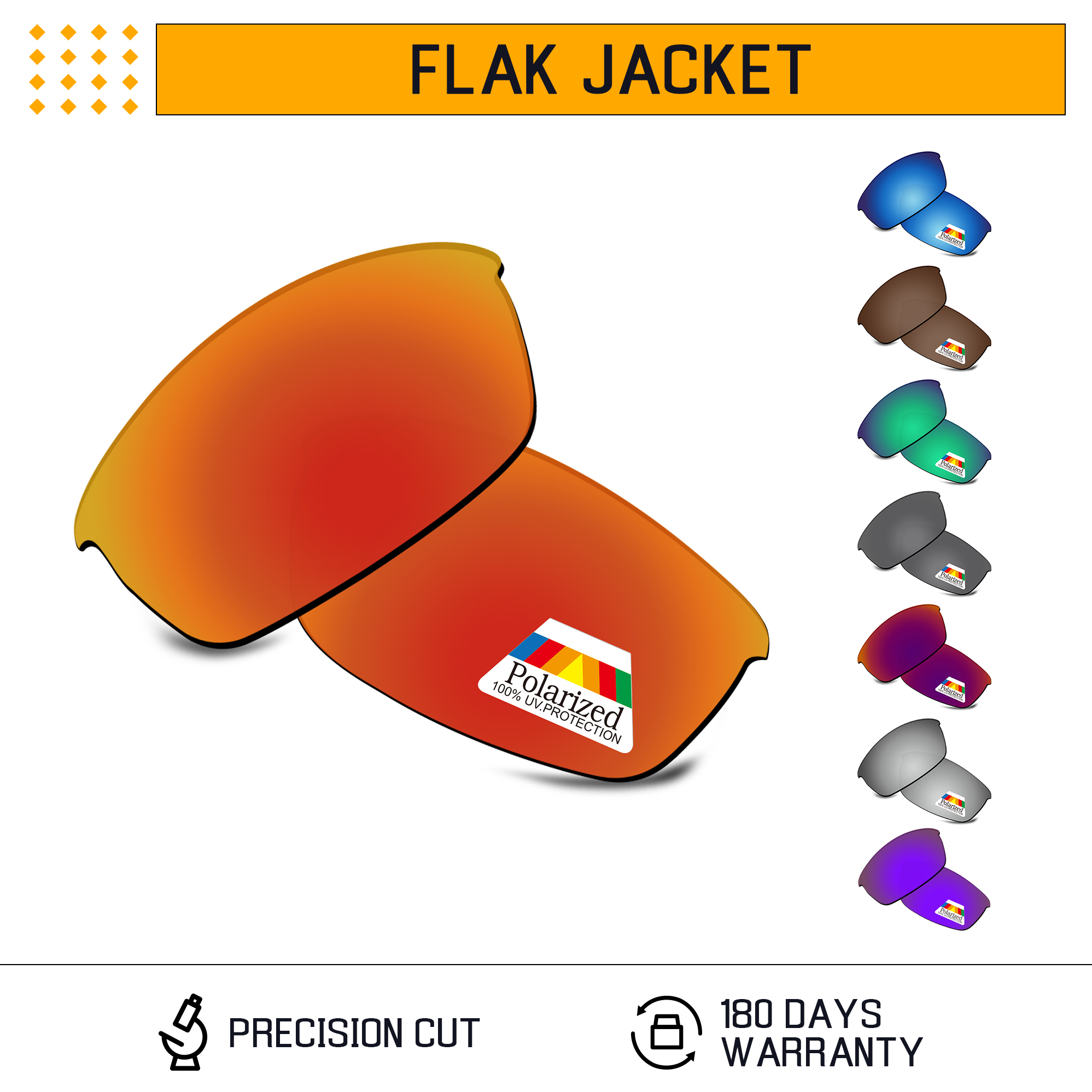 Bwake Polarisierte Ersatzgläser für Oakley Flak Jacket, Flat Jacket Asian Fit 63 mm Sonnenbrillenrahmen – mehrere Optionen