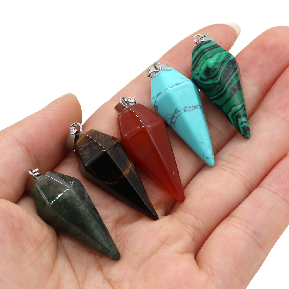 Colgante de piedra Natural de cristal de ágatas para mujer, colgantes de Reiki curativos de turquesas para mujer, fabricación de joyas, regalo de collar con abalorios DIY