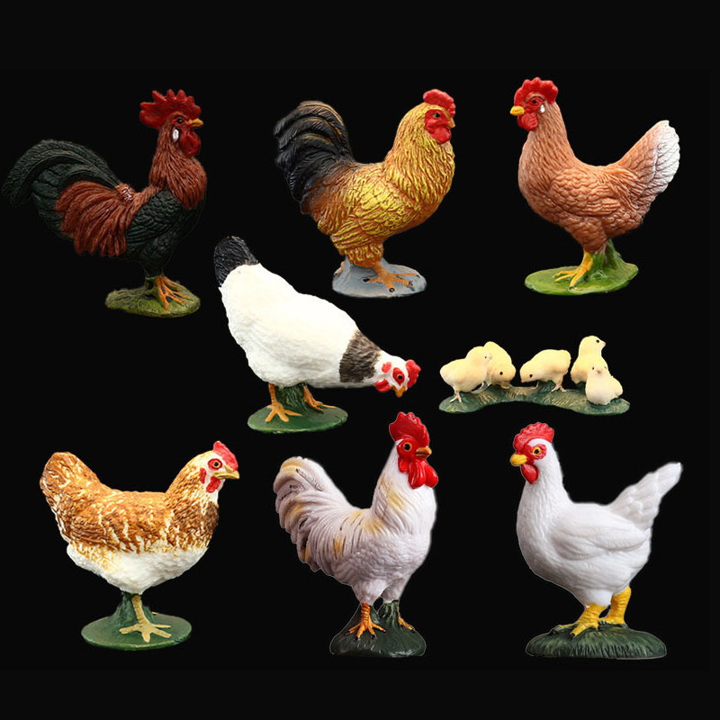 Entidade Simulazione in plastica Modello animale Set di giocattoli Mini bambola mobile Pollame Gallo Gallina Collezione di modelli Bambola Giocattolo per bambini Regalo