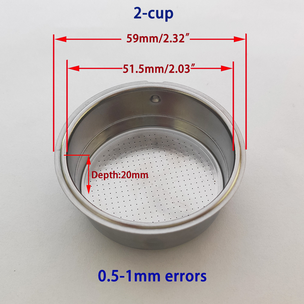 Cesta de filtro presurizada para máquina de café de doble taza de 51mm, piezas para cafetera doméstica, café no presurizado de 2 tazas