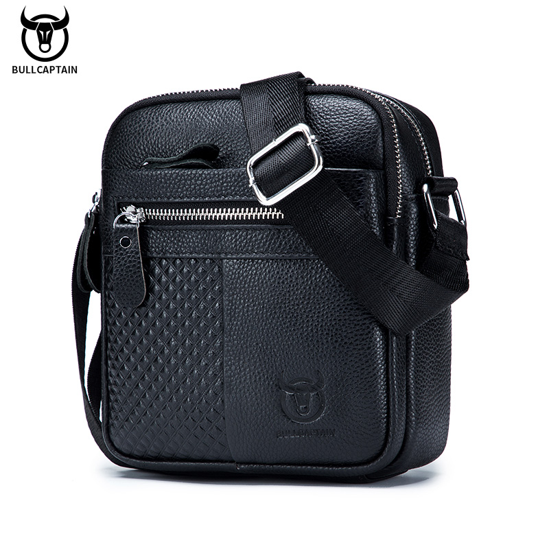 BULLCAPATIN Bolsa de ombro de couro genuíno masculina maleta mensageiro bolsa crossbody bolsa de viagem