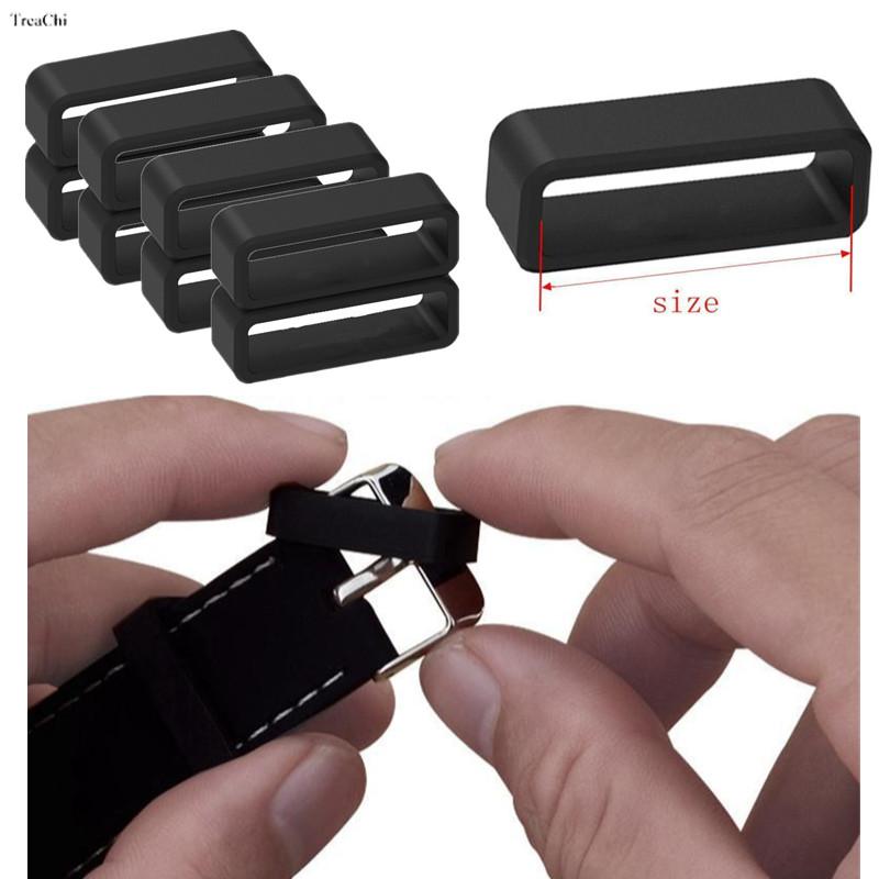 Correas de reloj de goma, anillo de bucle de correa negra, correas de reloj de silicona, soporte de accesorios 12 14 16 18 20 22 24 26 28 30Mm, casillero 4 Uds.