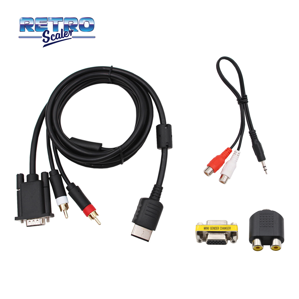Cable VGA RetroScaler para Consola Dreamcast de Alta Definición + Adaptador de 3.5mm a 2 RCA Macho