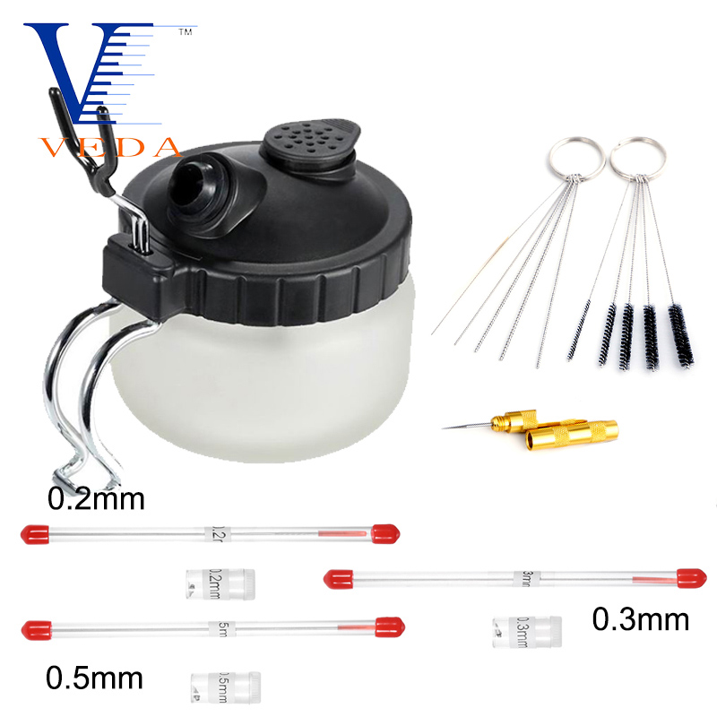 Bộ 6 Bình Bơm Phun Vệ Sinh Dụng Cụ Xịt Làm Sạch Kim Phun Bàn Chải Kính Nồi Có Thể Thay Thế 3 Kích Thước Kim Vòi Phun